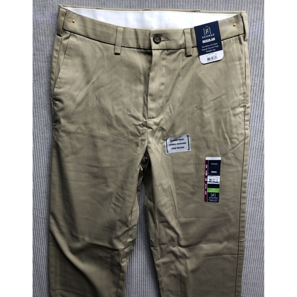 George Men Premium Khaki Pants 30X32 Beige Regular Straight Leg